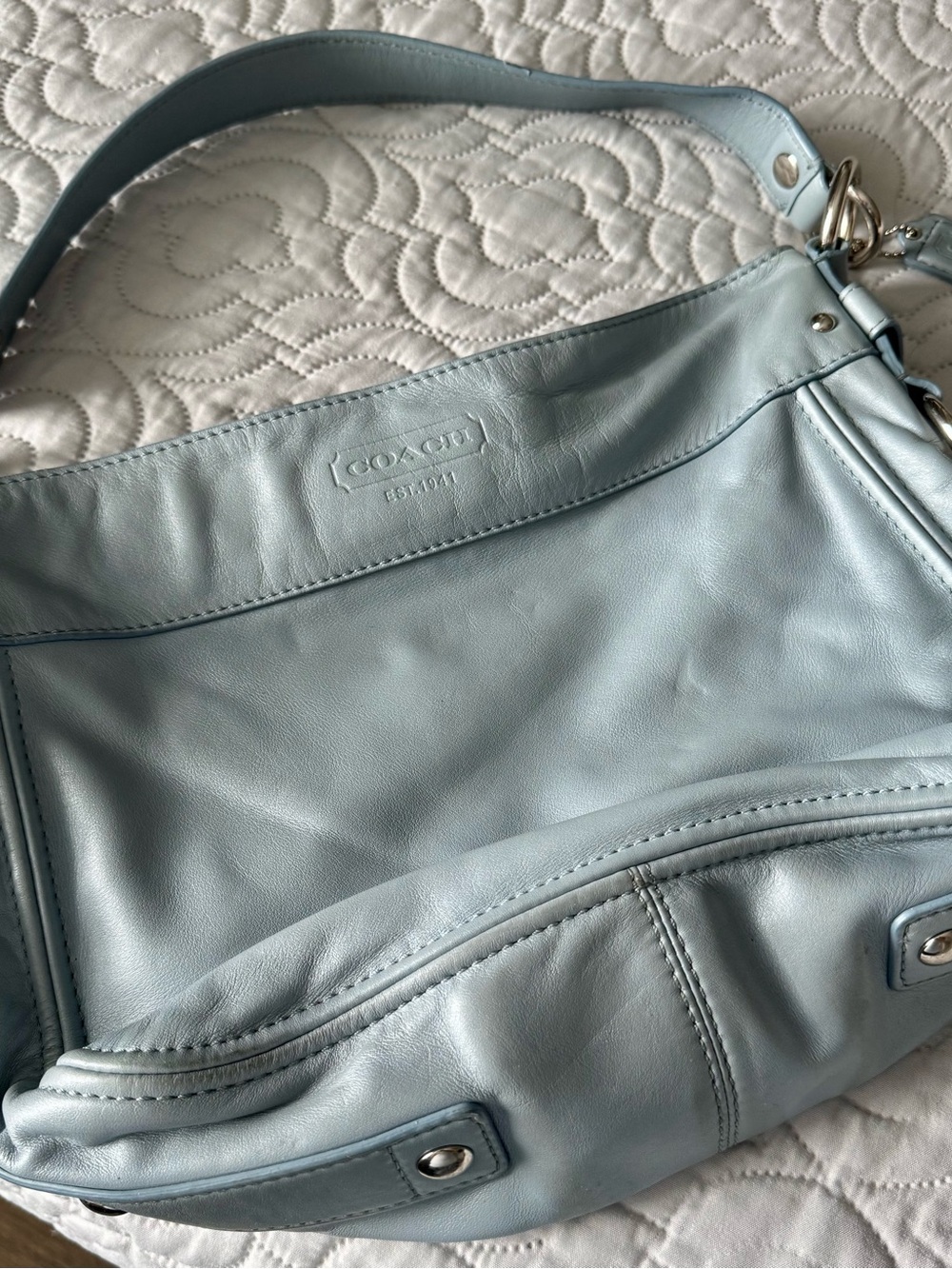 Coach Light Blue Leather Shoulder Bag
